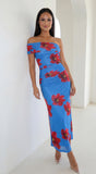 Azura Floral One Shoulder Maxi Dress Blue Multi