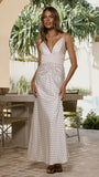 Zada Bow Maxi Dress Cream Black Polka Dot