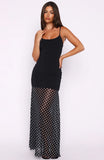 VIP Access Maxi Dress Black White Polka Dot