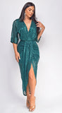 Uma Sequin Midi Dress Green