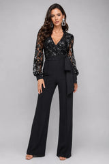 Eve Sequin Jumpsuit Black