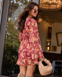 Honeycrisp Floral Waist Tie Mini Dress