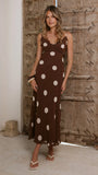 Jianna Maxi Dress Chocolate Cream Polka Dot