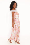 Voss Off Shoulder Lace Maxi Dress Pink Floral