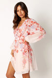 Hattie Long Sleeve Mini Dress Pink Floral