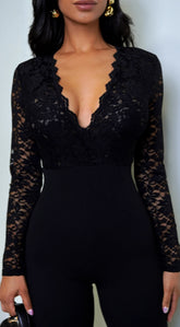 Aitana Lace Long Sleeve Jumpsuit Black