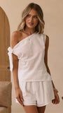 Zahavah Off Shoulder Top and Shorts Set White