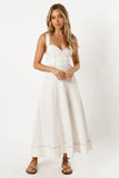 Everly Crossback Midi Dress White Denim