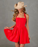 After Dark Pulse Fit and Flare Halter Mini Dress