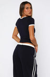 Trying Too Hard Baby Tee Dark Navy