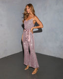 Secret Hour Sequin Embellished Waist Tie Jumpsuit