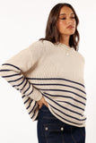 Tenzie Stripe Knit Sweater Natural Navy
