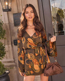 Spicewood Printed Wrap Tie Mini Dress