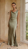 Iris Asymmetrical Maxi Dress Olive