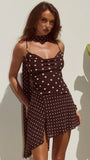 Alora Scoop Neck Mini Dress Choc Lemon Polka