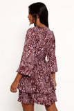 Wrenley Long Sleeve Mini Dress Chocolate Pink