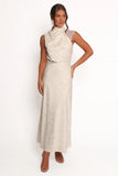 Anabelle Halter Neck Lace Maxi Dress White