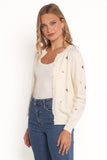 Millen Flower Embroidery Cardigan Cream