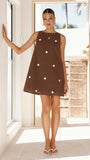 Natala Shift Mini Dress Chocolate White Polka Dot