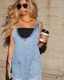 Carolyn Relaxed Wide Leg Pocketed Denim Overalls