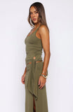Chasing Stillness Tied Tank Top Olive