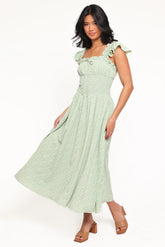 Bronte Midi Dress Green Floral