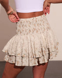 Prairie Peony Floral Ruffle Lace Trim Mini Skirt