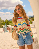 Drift Vibes Striped Crochet Sweater