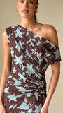Nova Maxi Dress Chocolate Blue Print