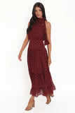 Leona Halterneck Maxi Dress Red Polka Dot