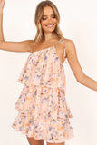 Loella One Shoulder Mini Dress Pink Floral