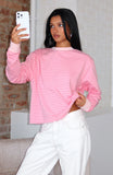 Catch The Drift Long Sleeve Tee Dark Pink Light Pink Stripe