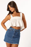 Raye Ruffle Strap Top White