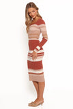 Colten Long Sleeve Knit Dress Brown Stripe