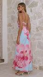 Scarlet Maxi Dress Blue Pink Floral