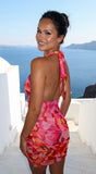 Sunflare Floral Mesh Mini Dress Pink Multi