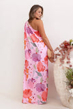 Tillie One Shoulder Maxi Dress Pink Floral