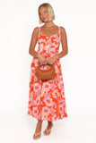 Elodie Midi Dress Red Floral