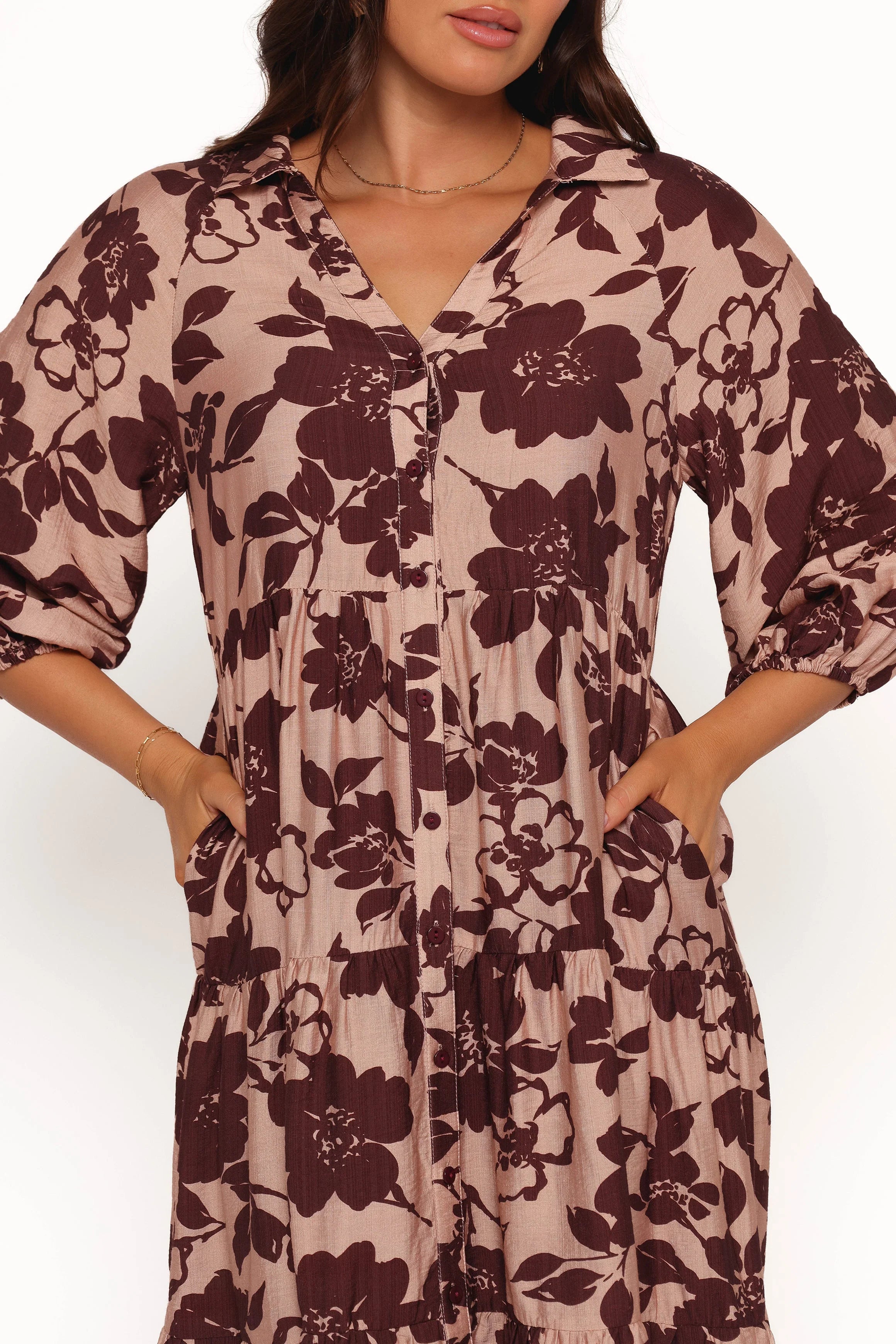 Isaac Maxi Dress Brown Floral