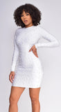 Jimena White Pearl Long Sleeve Bandage Dress