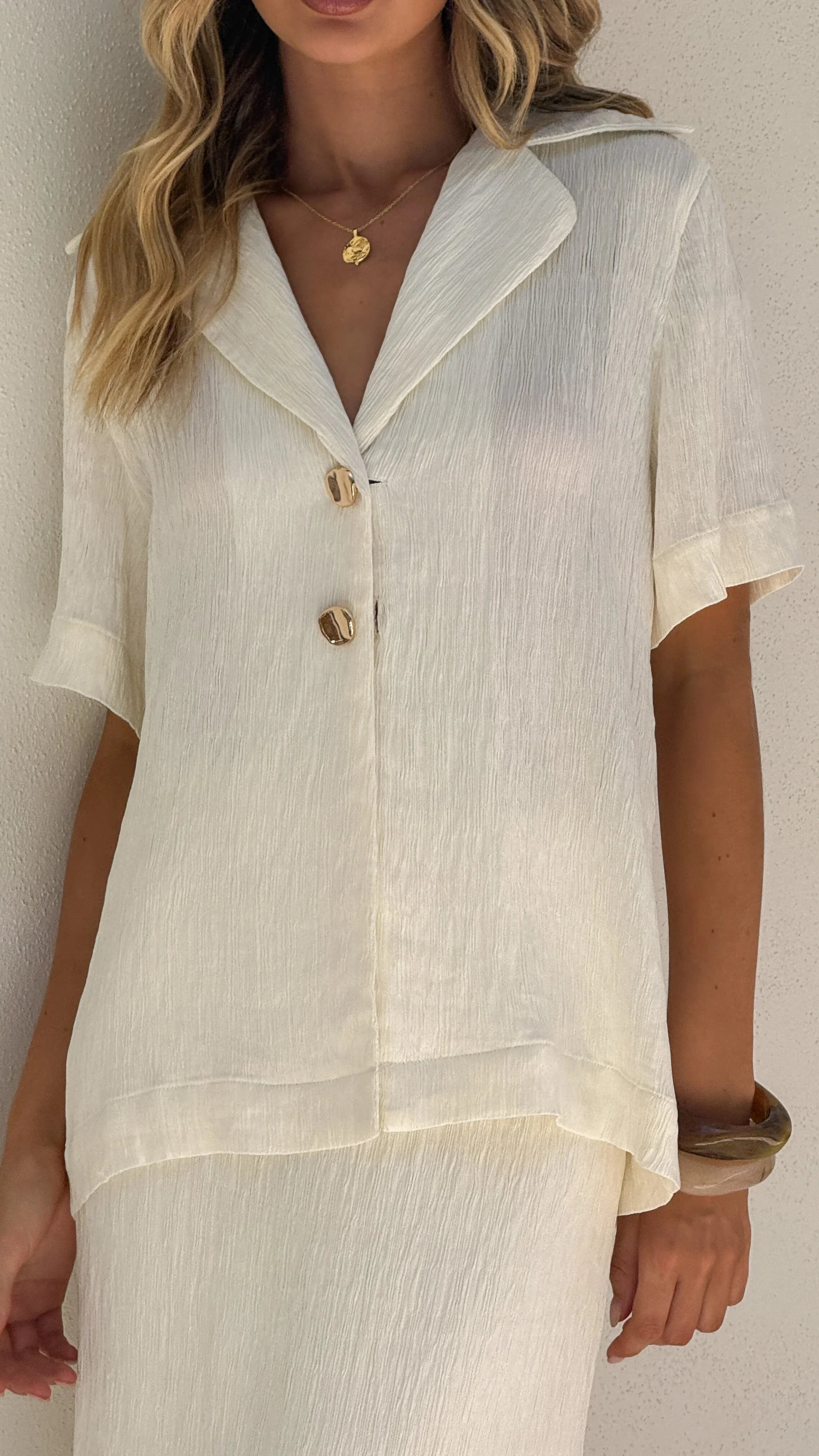 Razi Button Up Shirt Ivory