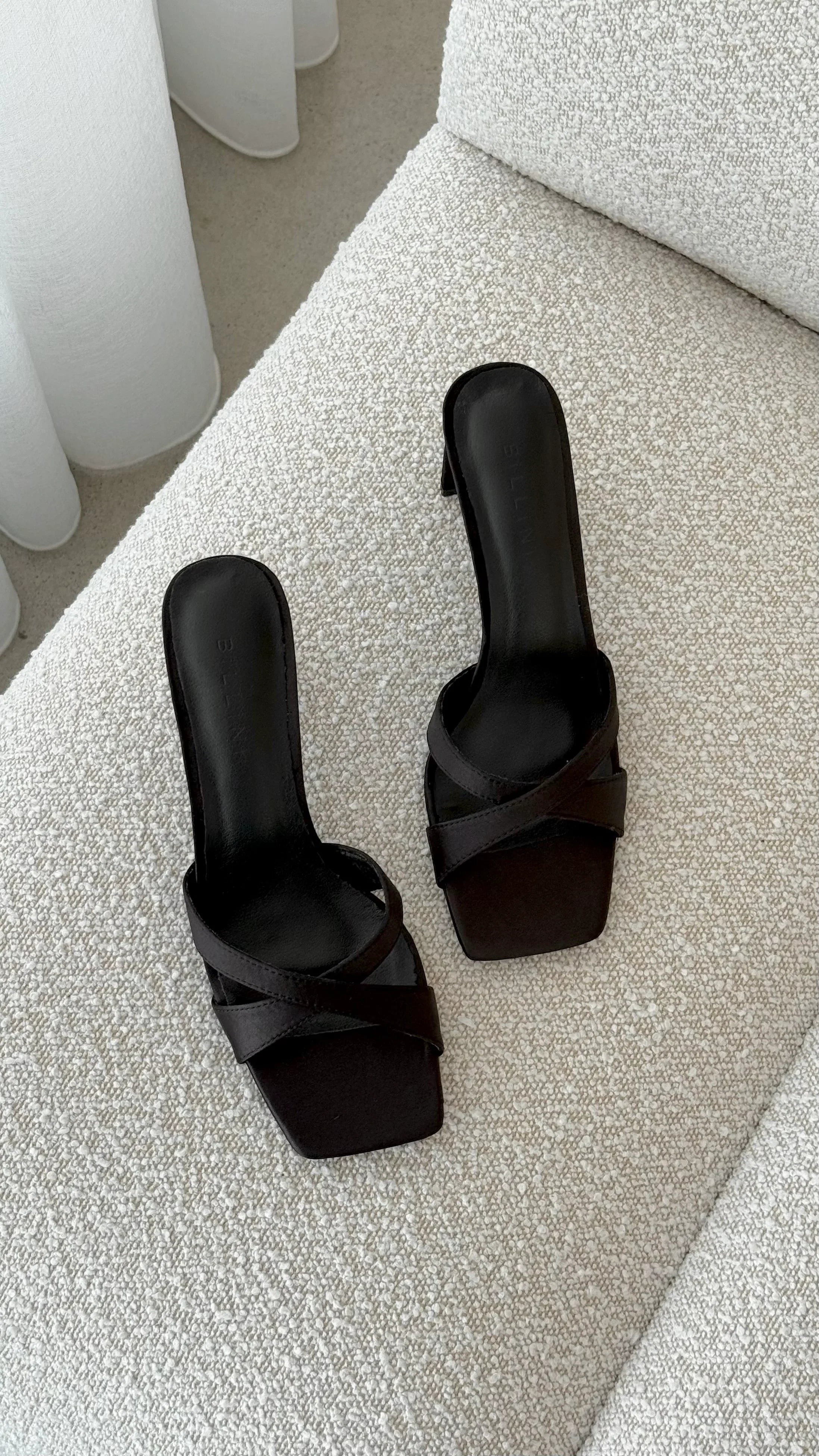 Kelsie Heels Black Satin