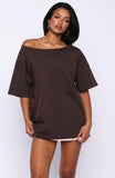 Give Me Options Off Shoulder Tee Chocolate