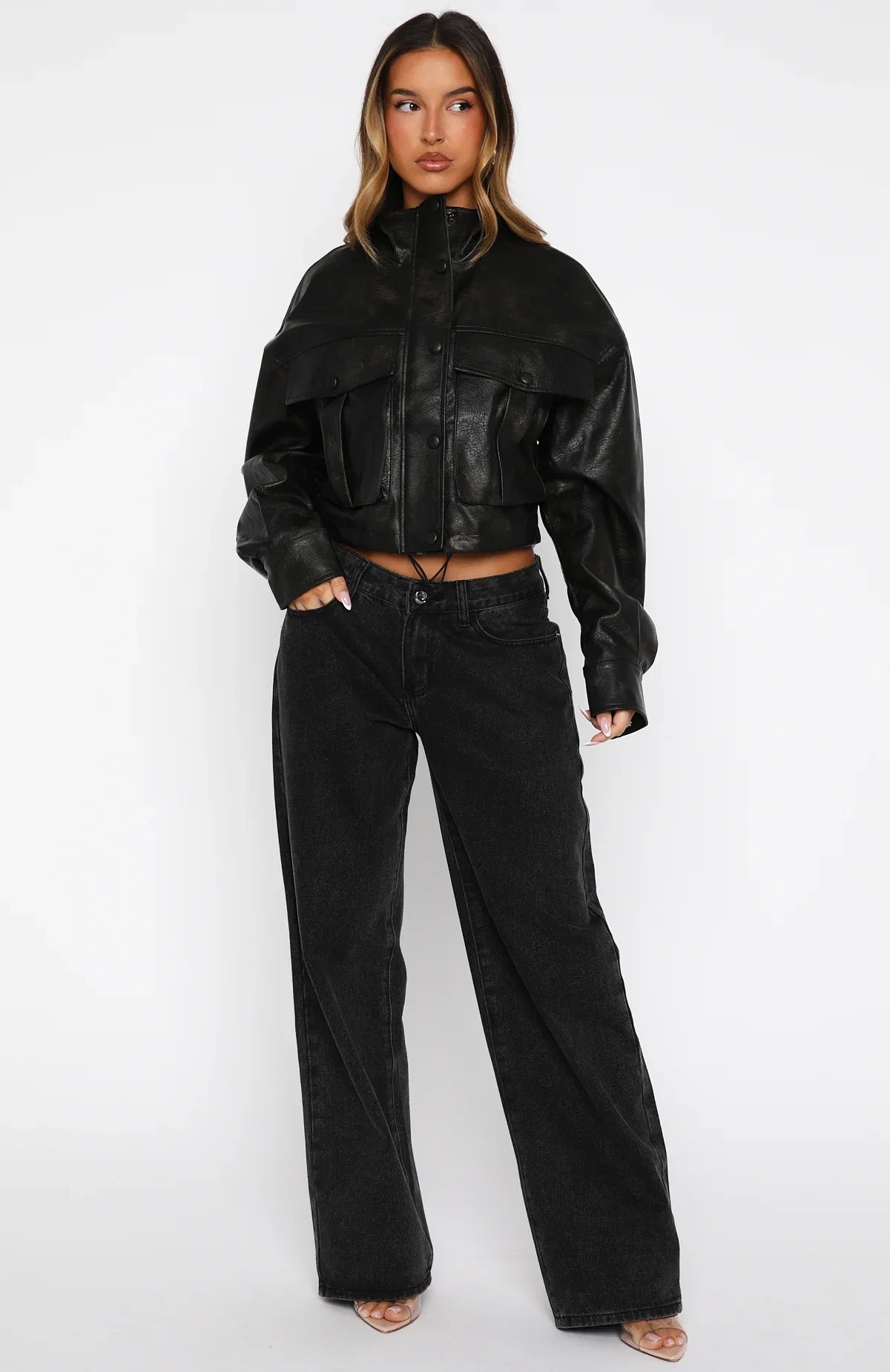 Changing Faces PU Jacket Black