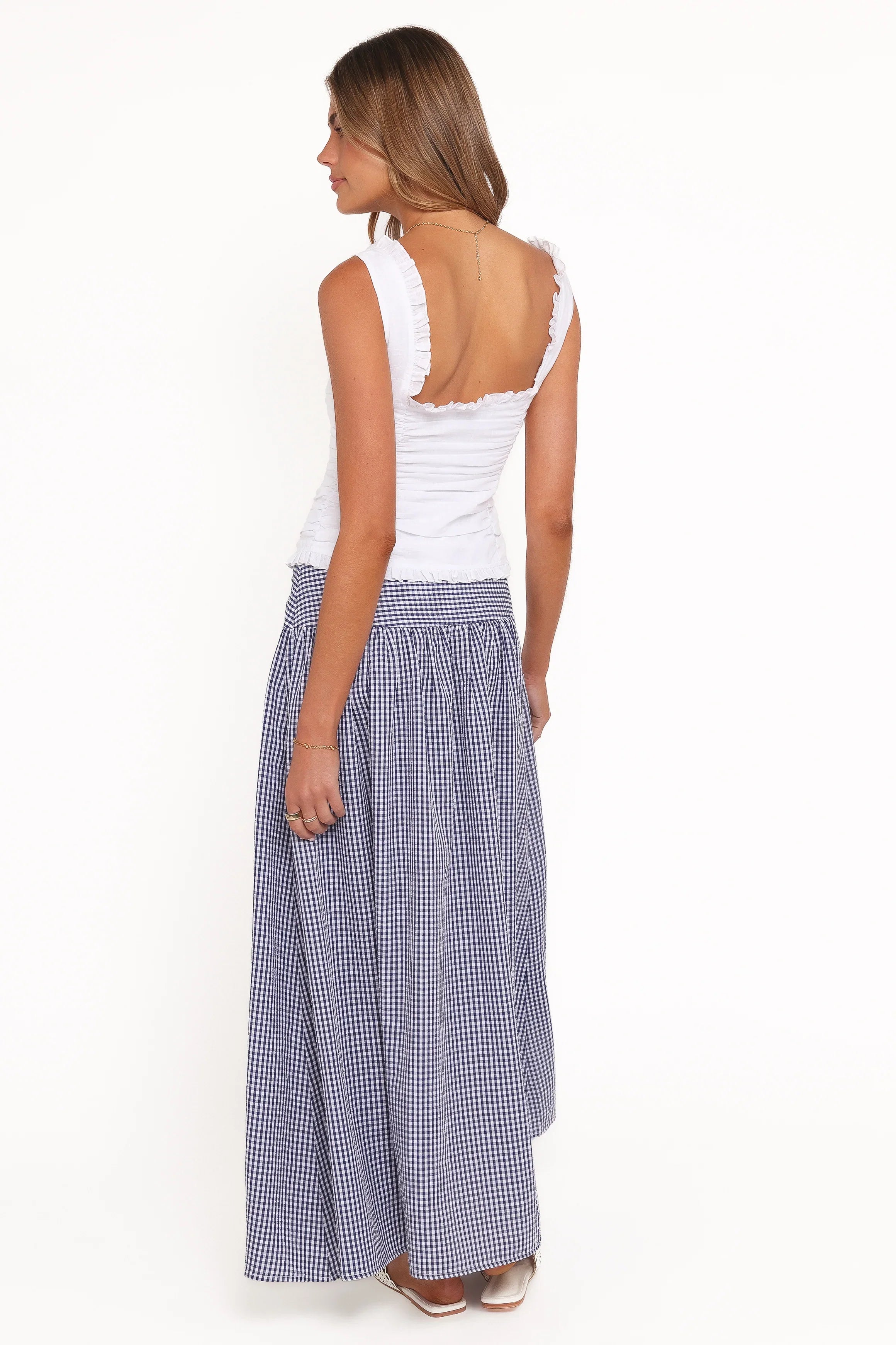 Laurita Maxi Skirt Navy Gingham