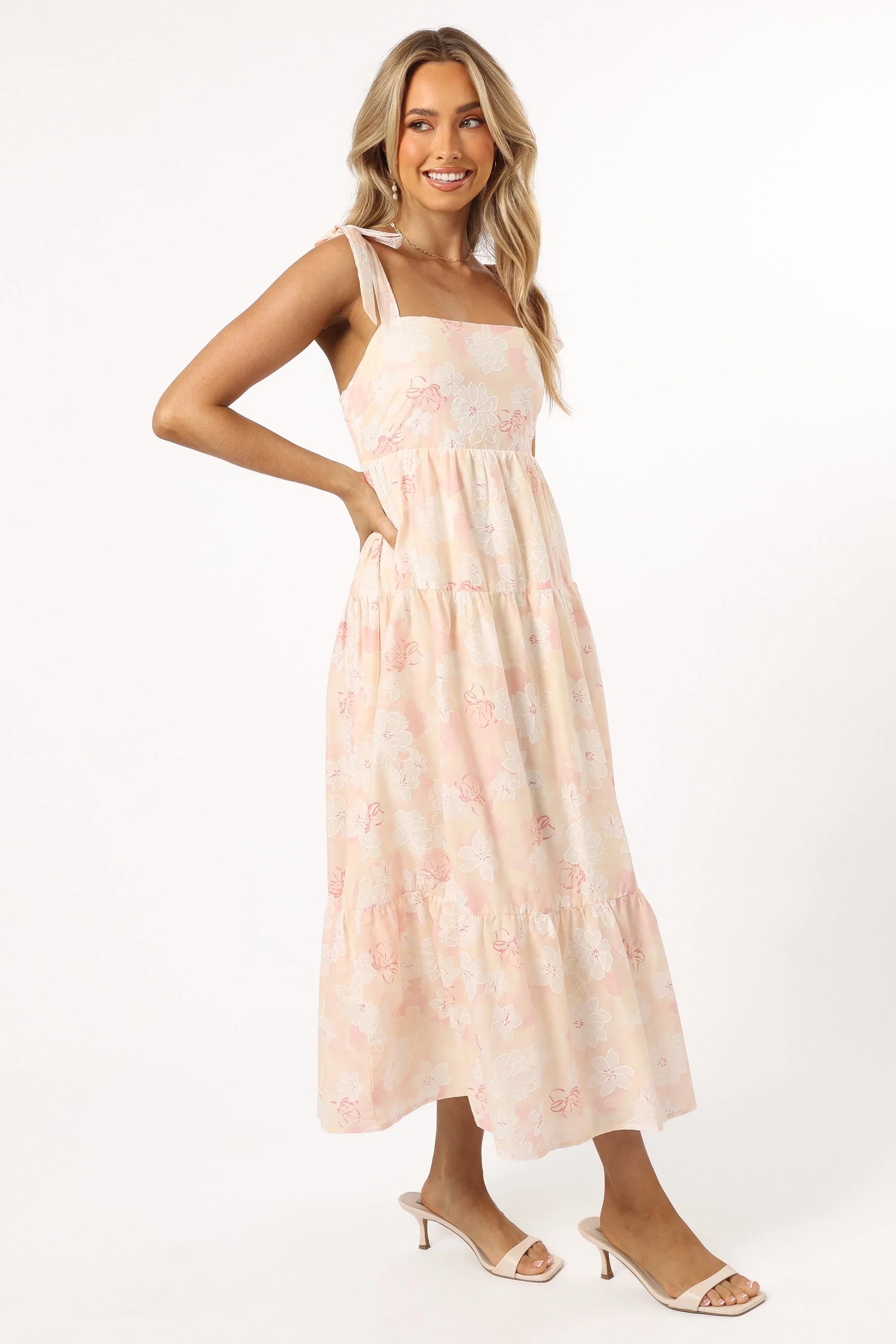 Andi Midi Dress Pink White Floral