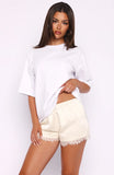 Easy Breeze Satin Lace Shorts Off White