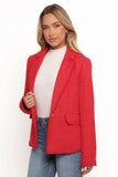 Simona Single Button Twill Blazer Red