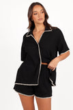 Essen Knit Shirt Set Black Cream