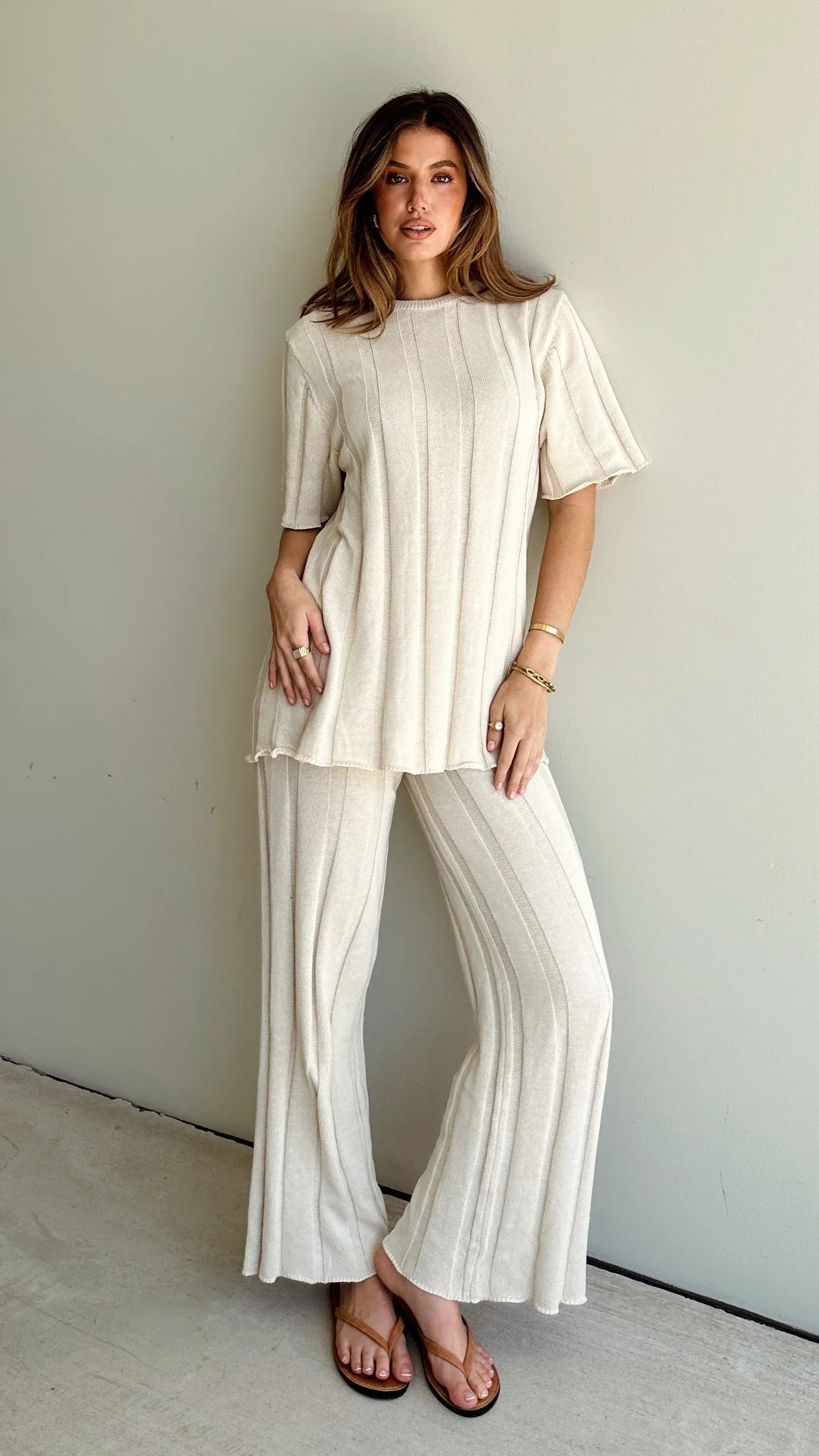 Bayu Knit Pants Cream